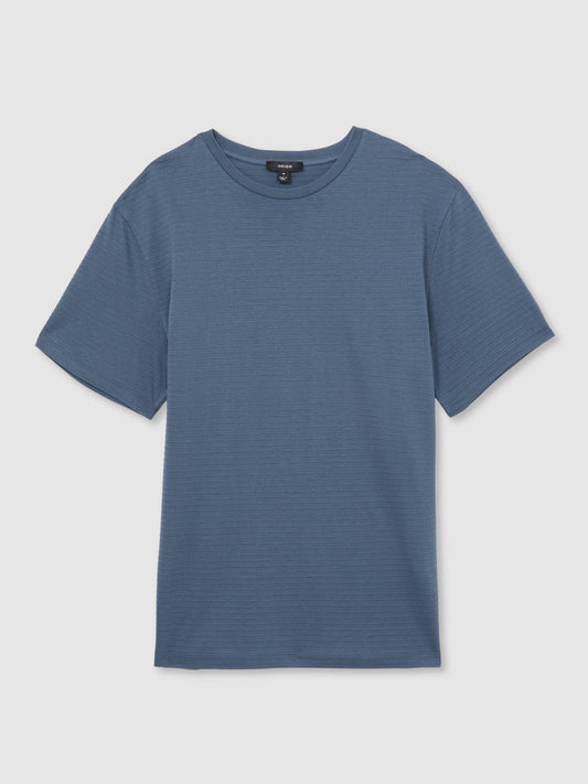 Mercerised-Cotton Ribbed T-Shirt Airforce Blue | Mens