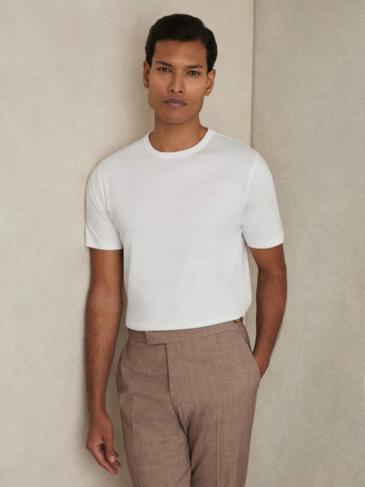 Mercerised-Cotton Crew-Neck T-Shirt White | Mens