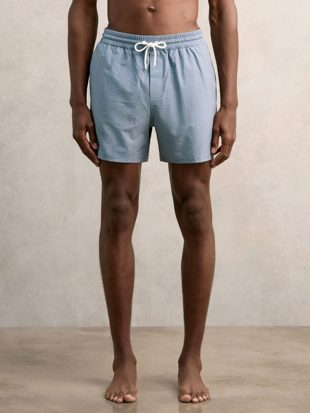 Drawstring Geometric Print Swim Shorts Airforce Blue | Mens