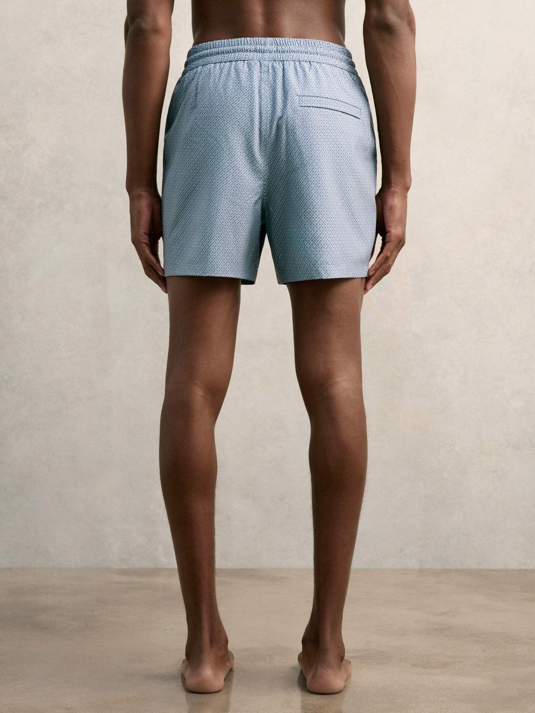 Drawstring Geometric Print Swim Shorts Airforce Blue | Mens