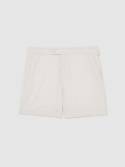 Side-Adjuster Swim Shorts Off White | Mens