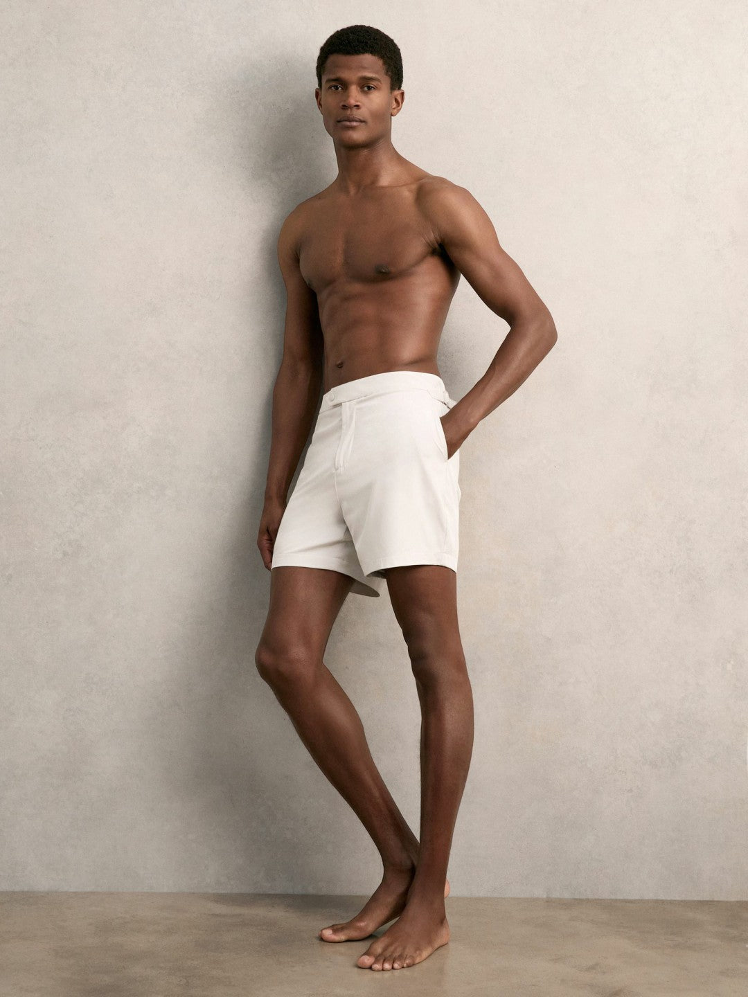 Side-Adjuster Swim Shorts Off White | Mens