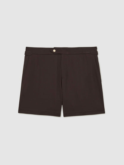 Side-Adjuster Swim Shorts Chocolate Brown | Mens