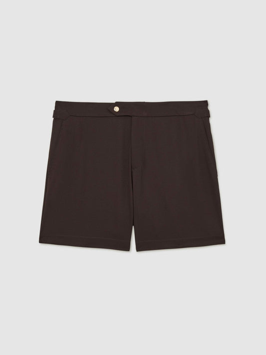 Side-Adjuster Swim Shorts Chocolate Brown | Mens
