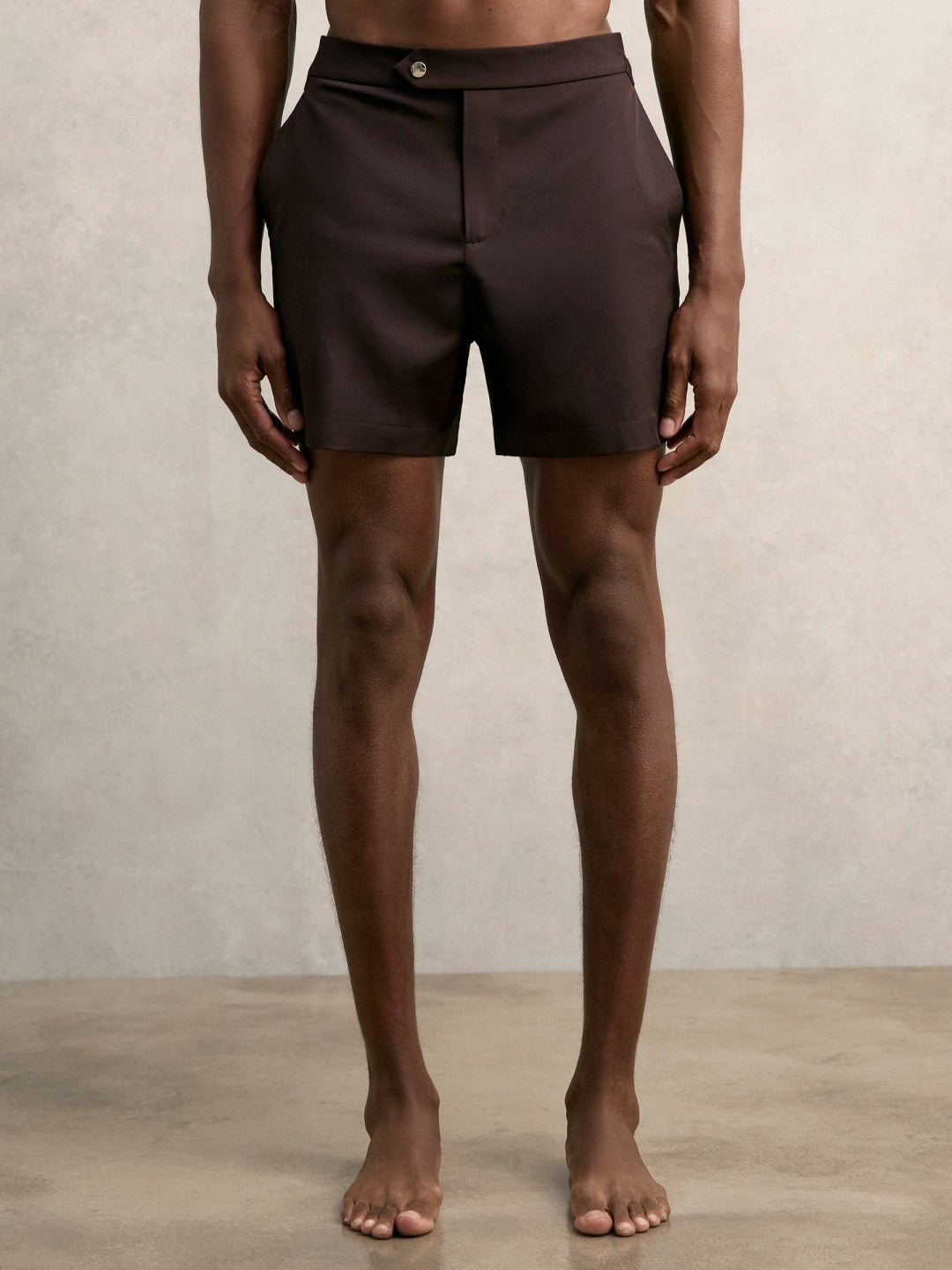 Side-Adjuster Swim Shorts Chocolate Brown | Mens