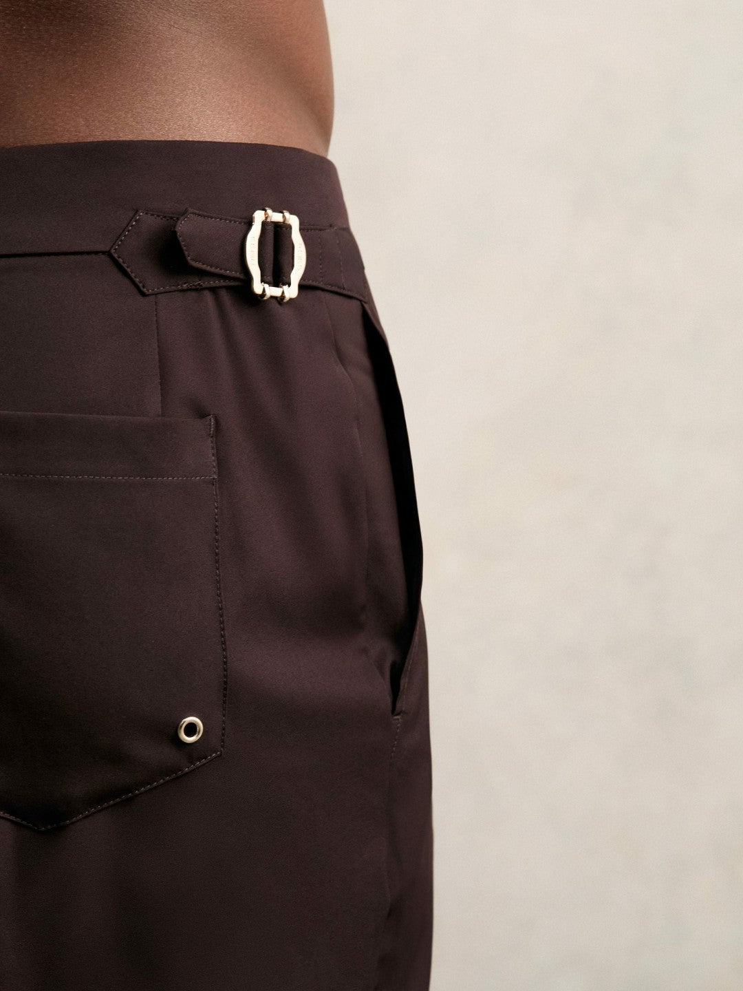 Side-Adjuster Swim Shorts Chocolate Brown | Mens