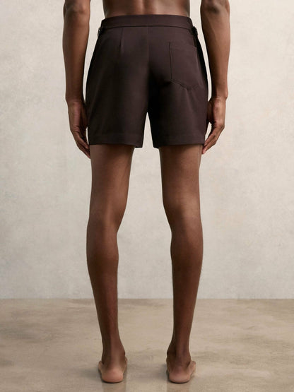 Side-Adjuster Swim Shorts Chocolate Brown | Mens