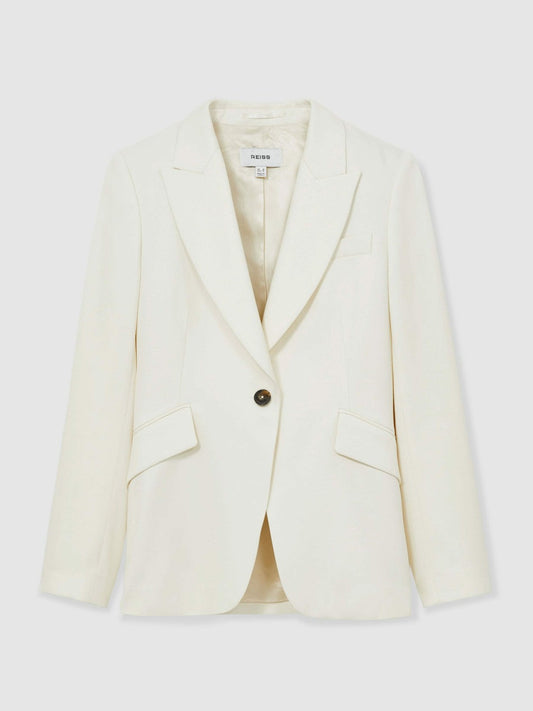 Single-Breasted Peak-Lapel Tailored Blazer Cream | Womens