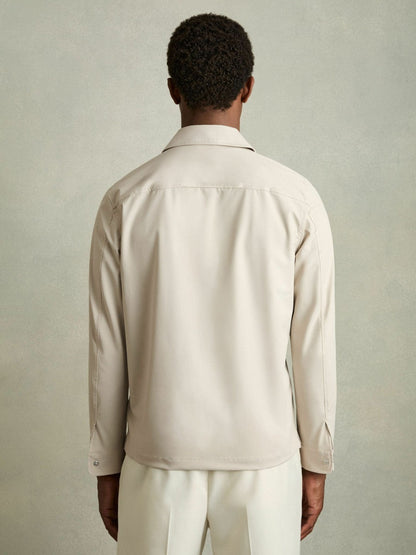 Technical Zip-Through Overshirt Stone | Mens