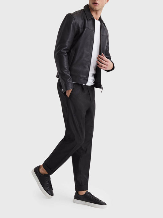 Leather Low-Top Trainers Black | Mens
