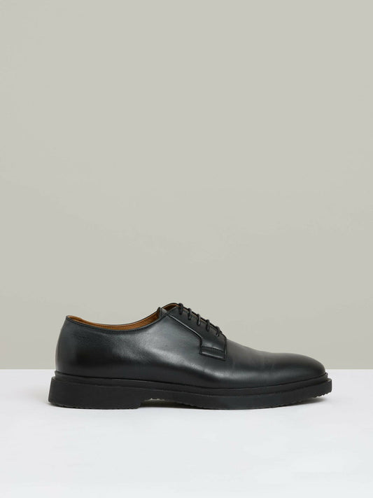 Leather Lace-Up Derby Shoes Black | Mens