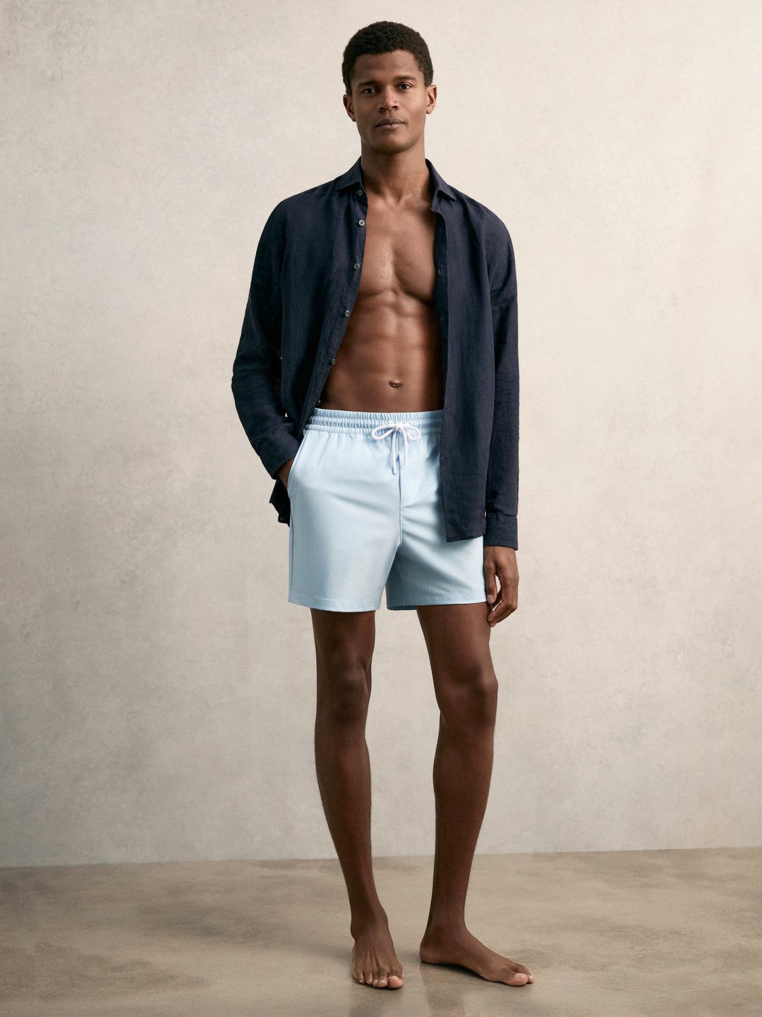 Drawstring Swim Shorts Soft Blue | Mens