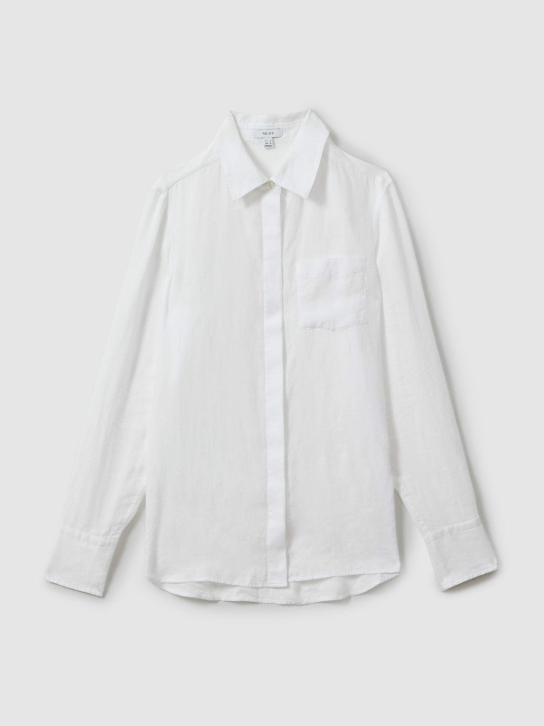 Linen Button-Through Shirt White | Womens
