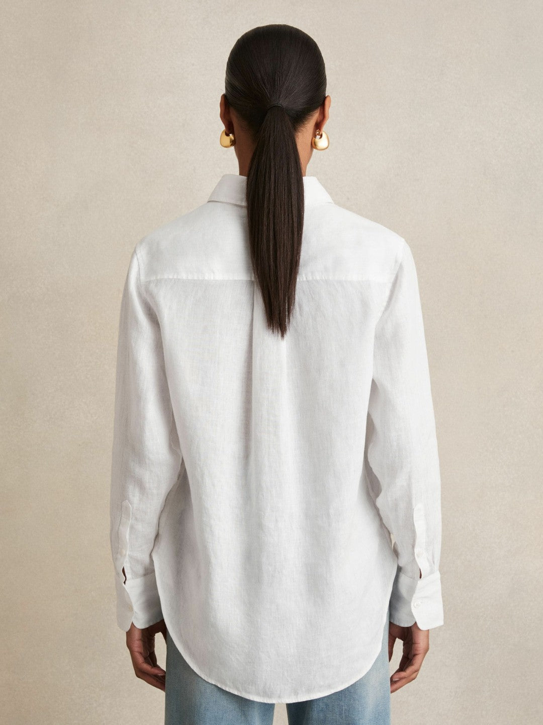Linen Button-Through Shirt White | Womens