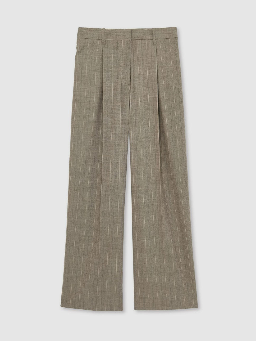 Wool-Blend Wide-Leg Pinstripe Trousers Grey | Womens