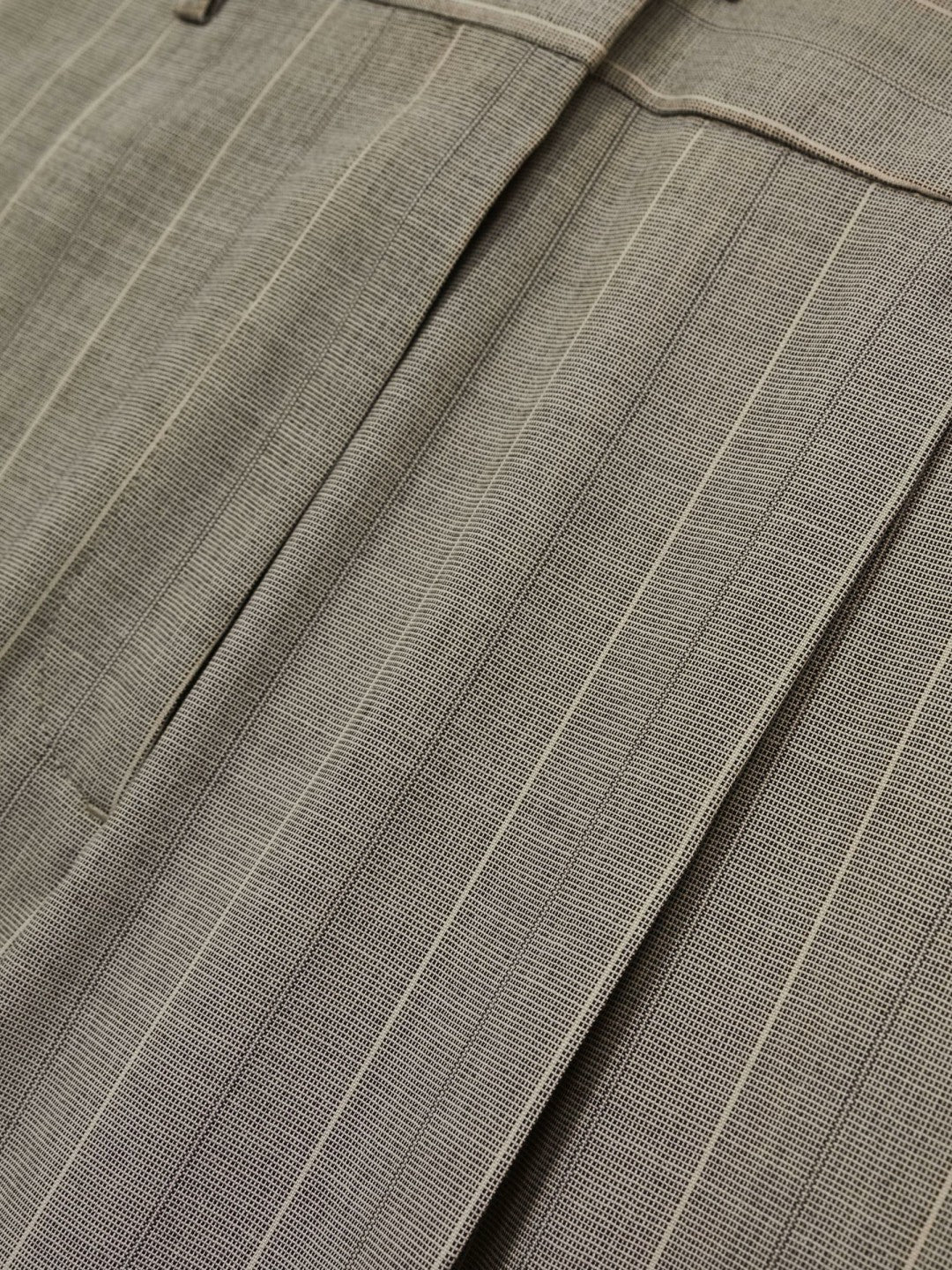 Wool-Blend Wide-Leg Pinstripe Trousers Grey | Womens
