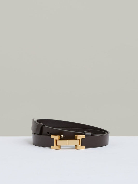 Leather Square Hinge Belt Chocolate | Womens