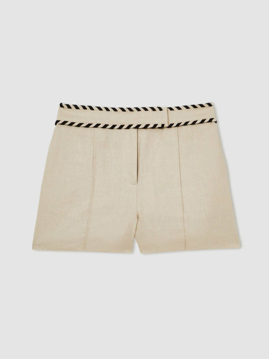 Linen Whipstitch Shorts Neutral | Womens