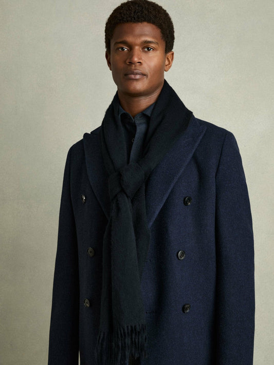 Wool and Cashmere Scarf Navy | Mens