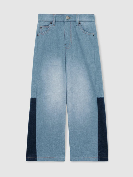 13-14 yrs Patchwork Denim Jeans Two-Tone Blue | Children