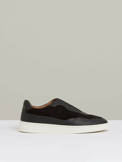 Leather Elasticated-Lace Trainers Espresso Brown | Mens