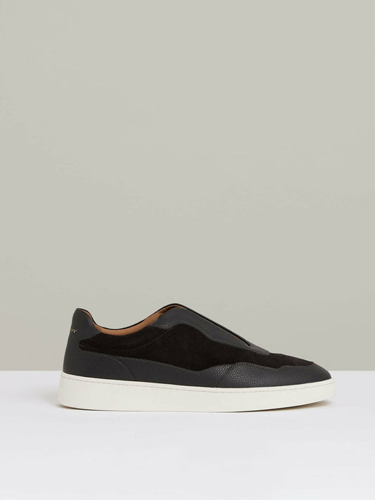 Leather Elasticated-Lace Trainers Espresso Brown | Mens