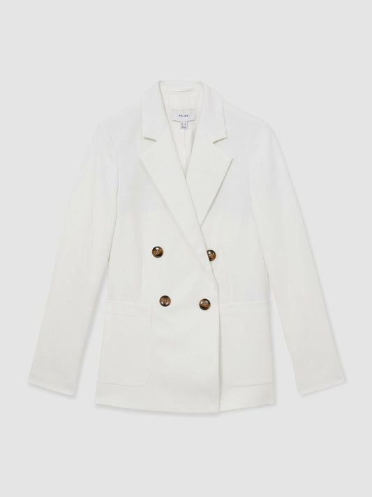 Double-Breasted Notch-Lapel Blazer White | Womens