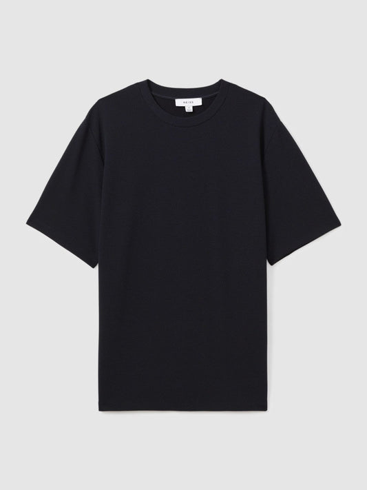 Textured Crew-Neck T-Shirt Navy | Mens