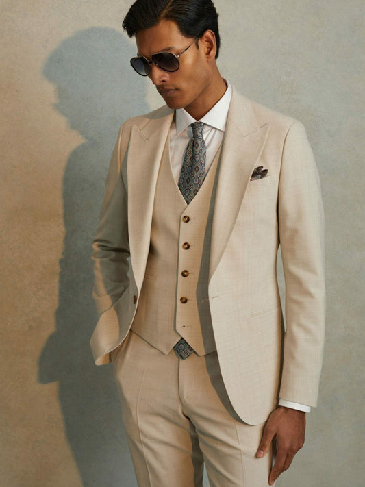 Slim Fit Single Breasted Waistcoat Stone | Mens
