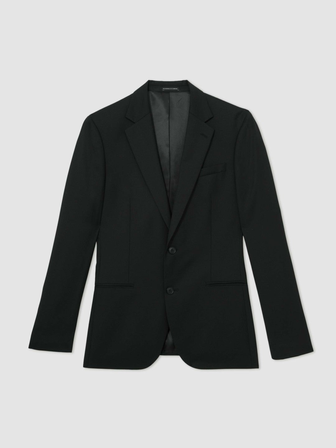 Wool-Blend Single-Breasted Suit Jacket Slim-Fit Black | Mens