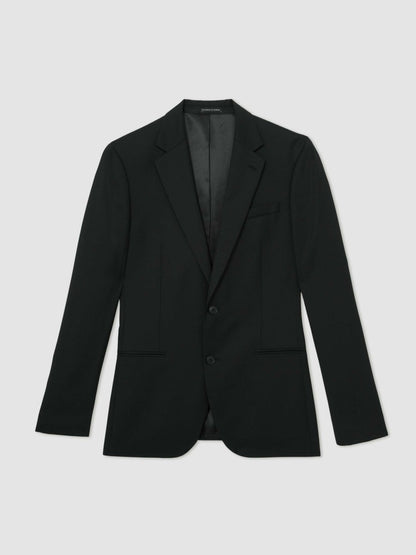 Wool-Blend Single-Breasted Suit Jacket Slim-Fit Black | Mens