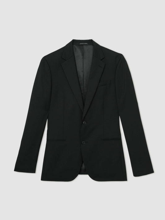 Wool-Blend Single-Breasted Suit Jacket Slim-Fit Black | Mens