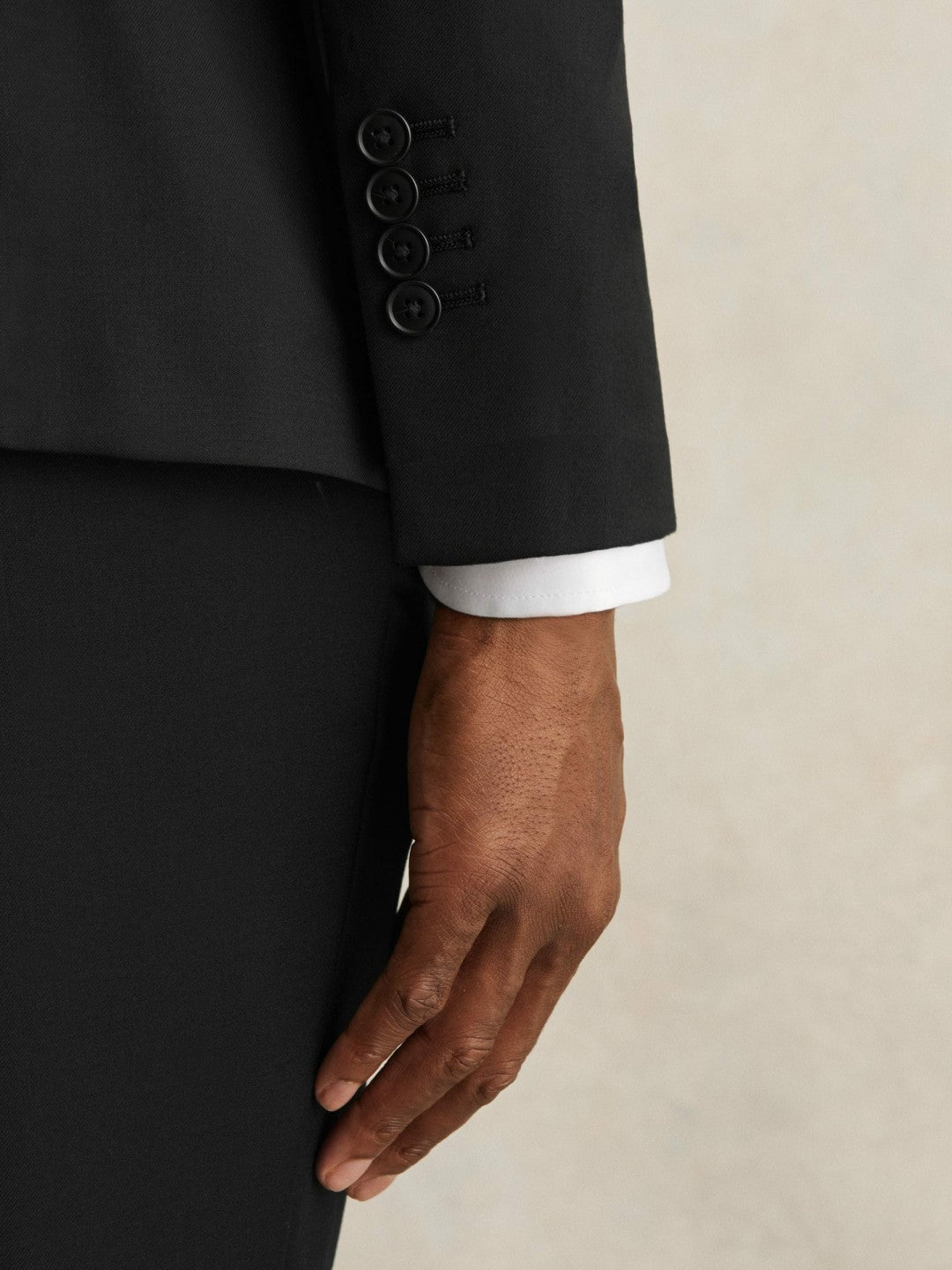Wool-Blend Single-Breasted Suit Jacket Slim-Fit Black | Mens