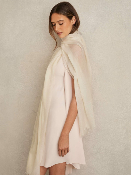 Wool-Cashmere Lightweight Scarf Off White | Womens