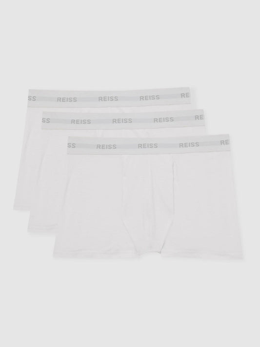 Three Pack Cotton Boxers White | Mens