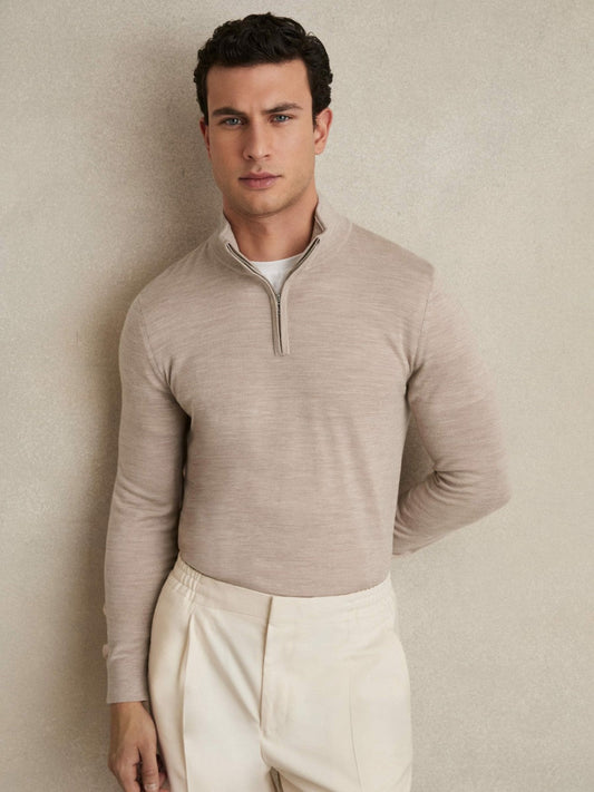 Merino Wool Half-Zip Jumper  | Mens