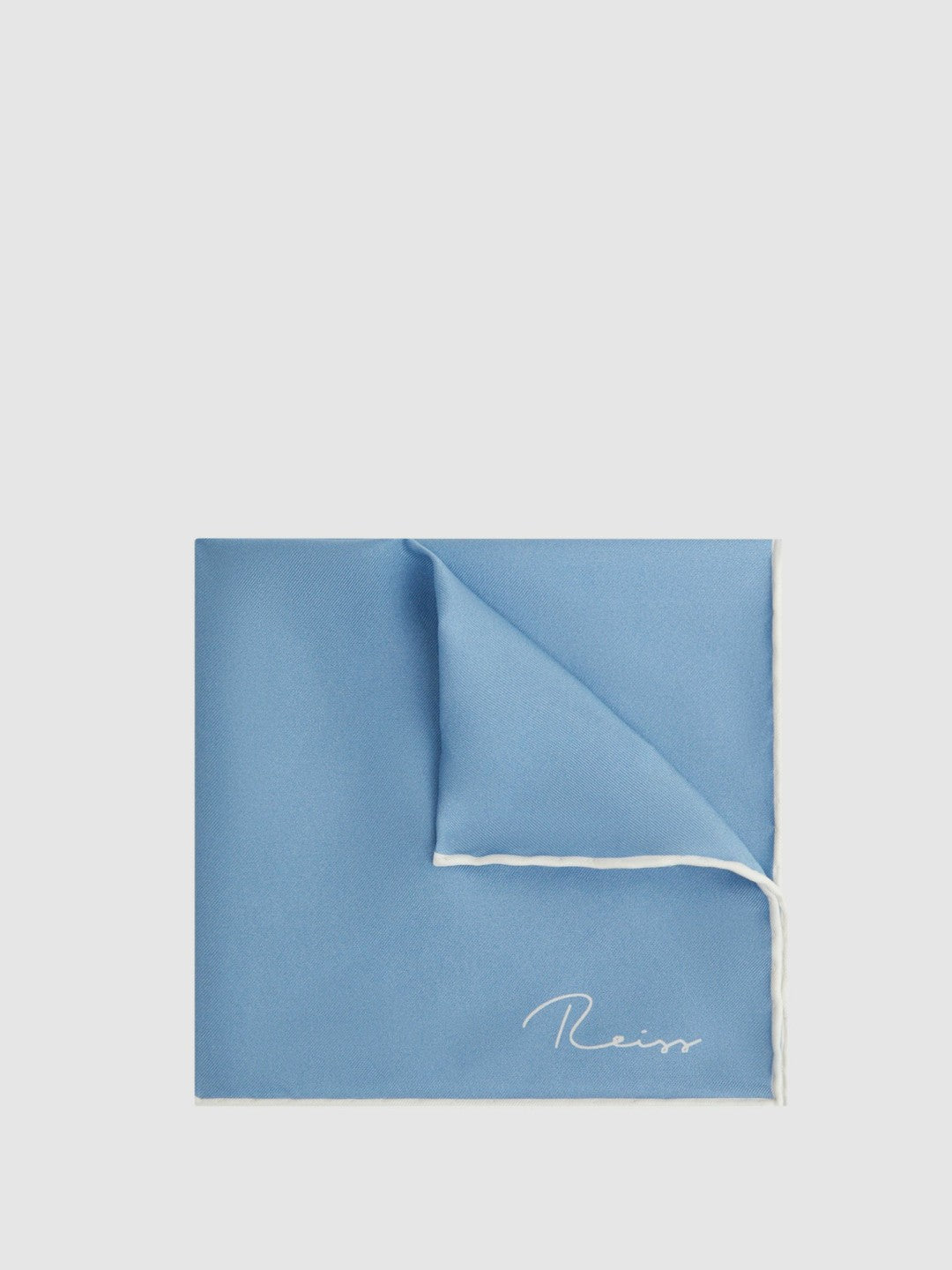 Plain Silk Pocket Square Soft Blue | Mens