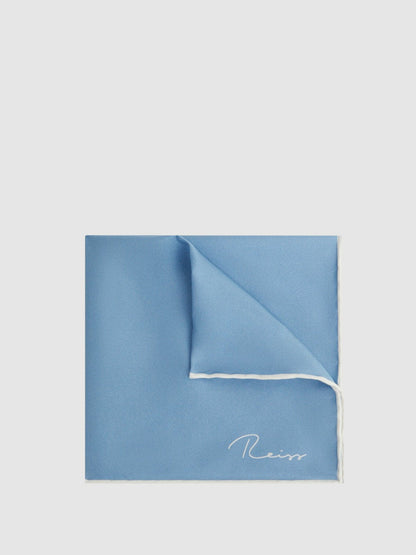 Plain Silk Pocket Square Soft Blue | Mens