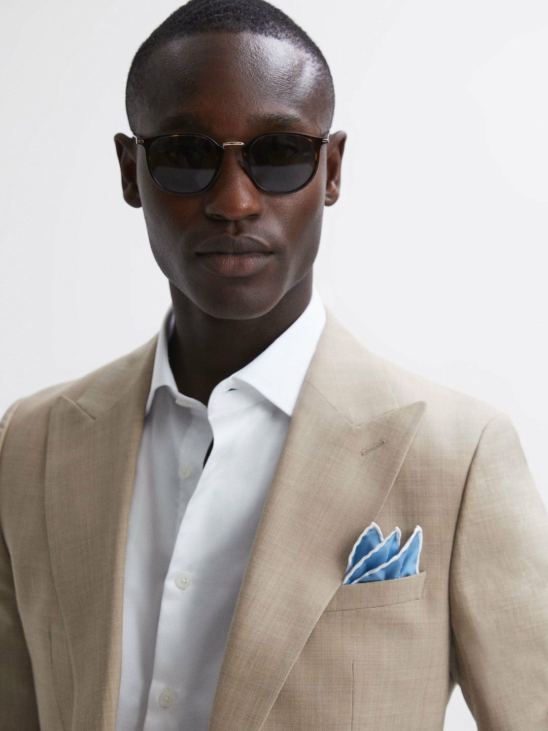 Plain Silk Pocket Square Soft Blue | Mens
