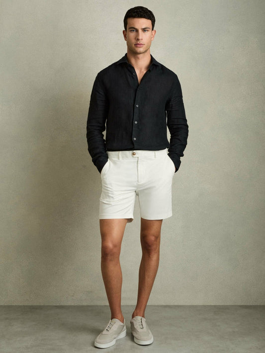 Short Length Casual Chino Shorts White | Mens
