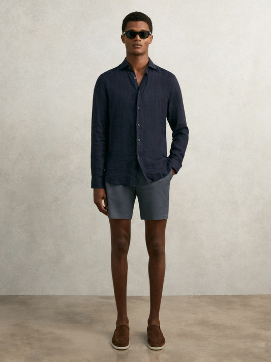 Short Length Casual Chino Shorts Airforce Blue | Mens