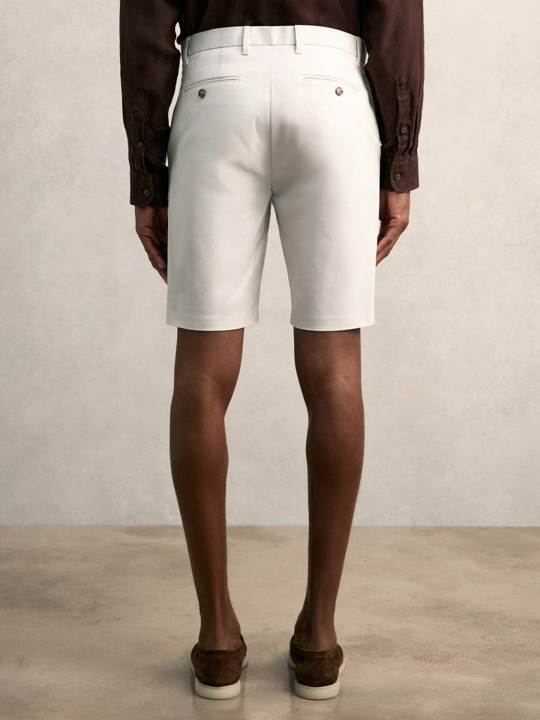 Cotton Chino Shorts with Stretch Chalk | Mens
