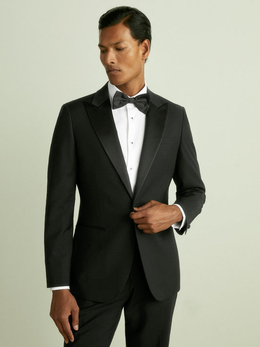 Regular Fit Single Breasted Tuxedo Jacket Black | Mens