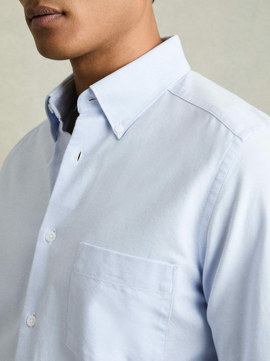 Slim-Fit Button-Down Collar Cotton Oxford Shirt Soft Blue | Mens