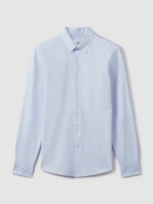 Slim-Fit Button-Down Collar Cotton Oxford Shirt Soft Blue | Mens