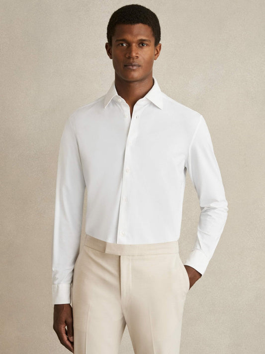 Regular Fit Button-Through Travel Shirt White | Mens
