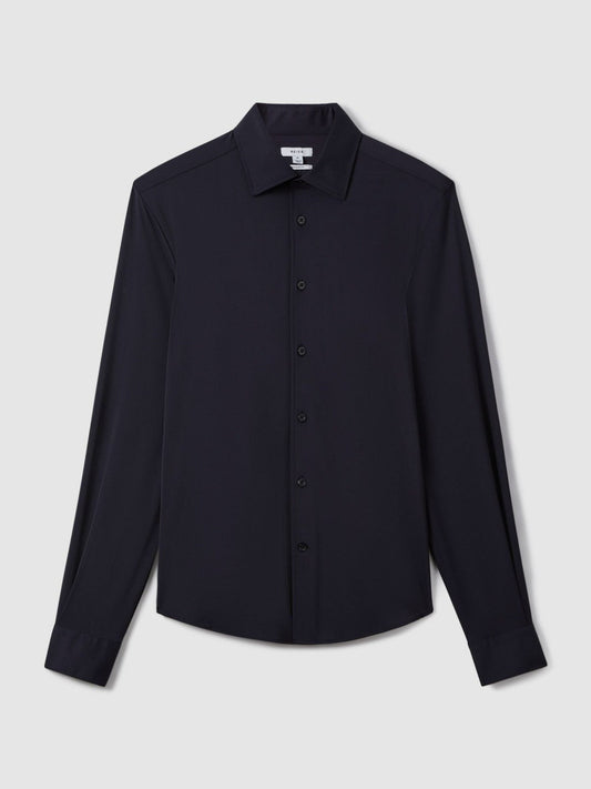 Regular Fit Button-Through Travel Shirt Navy | Mens