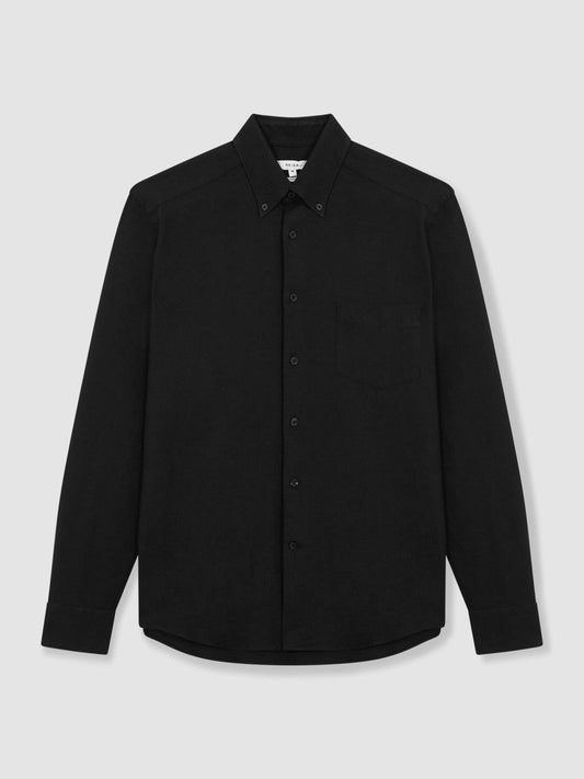 Slim-Fit Button-Down Collar Cotton Oxford Shirt Black | Mens
