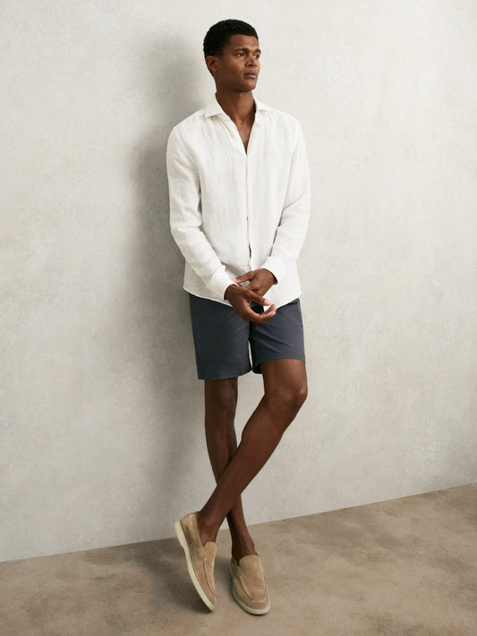 Cotton Chino Shorts with Stretch Airforce Blue | Mens