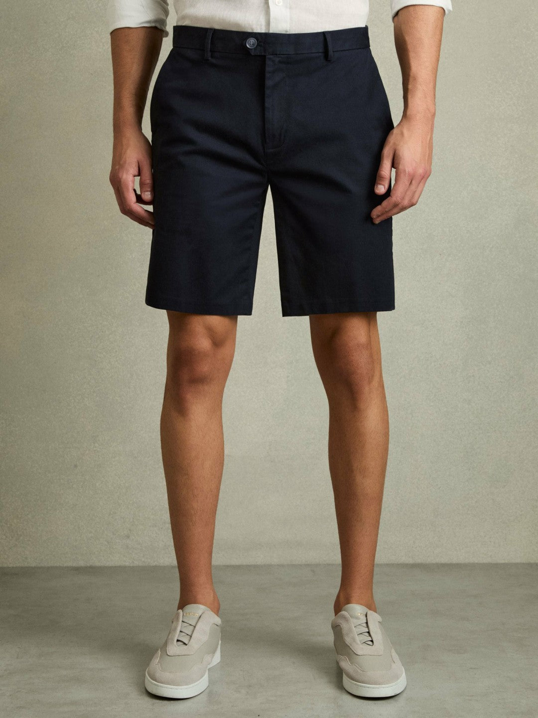 Cotton Chino Shorts with Stretch Navy | Mens
